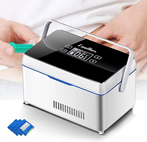 Borsa Termica per insulina con Manico Mini scatole frigorifere con Allarme, Mini frigo Frigorifero per medicinali per Auto da Viaggio Frigorifero per medicinali,triplebattery