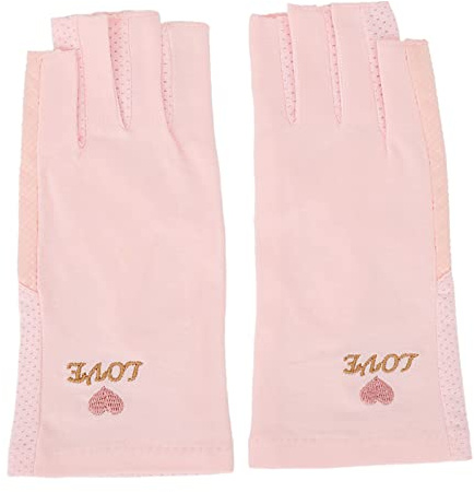 Guantes de Manicura de Gel Anti UV Protección de la Piel de las Manos sin Dedos Bloqueo, Guantes de Manicura Protección UV Elástico Transpirable Fibra de Algodón Guantes de Lámpara de Uñas(Rosa)