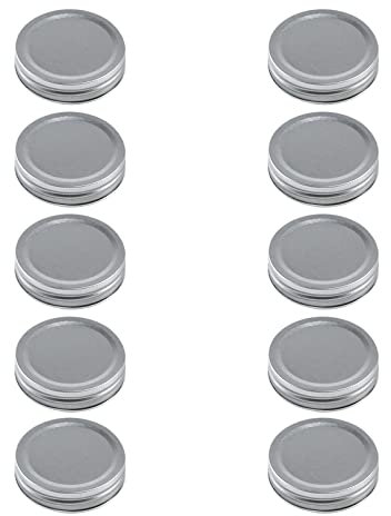 Meprotal Coperchi per barattoli di vetro a prova di perdite, confezione da 10 (70 mm, argento)