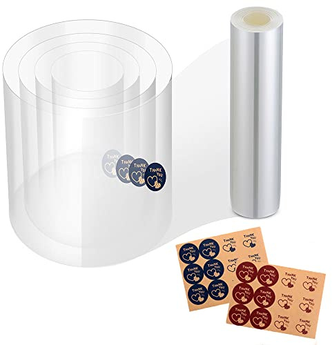 Cake Collars 10 x 394inch Transparent Acetate Cake Collar Rolls, Clear Mousse Cakes Acetate Sheets for baking, Cake Decorating, Surrounding Edge Decorating + Bonus with Delicate Stickers