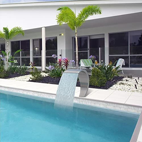 hzexun Fontaines de Piscine Cascade,Lame d' Eau Piscine Hors Sol,Cascade Bassin Fontaine pour Jardin Patio Extérieur Acier Inoxydable 20x40cm (30 * 60cm)
