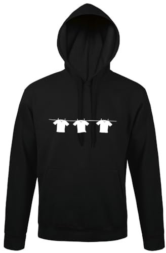 Shirts auf der Wäscheleine Männer Kapuzen Hoodie Schwarz L