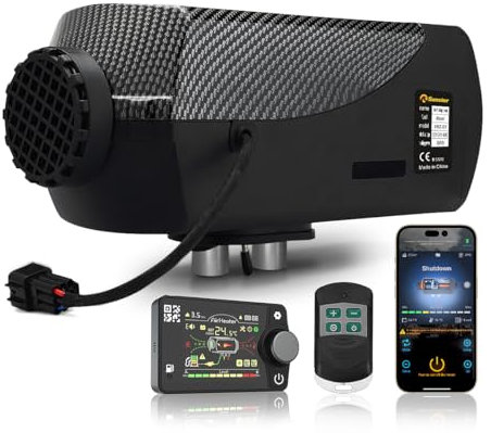 Sunster 12V&24V 8KW Car Parking Heater，night Diesel Air Heater ，10L Tank Oil Tank， with Bluetooth APP Control and LCD Monitor for Car Trucks Boat Bus RV Motor-Homes and campervan