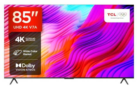 TCL 85V7A 85 TV, WCG, UHD, HDR10, 120 Hz Game Accelerator, Dolby Vision.Atmos, AIPQ, Game Master, Smart TV Powered by Google TV