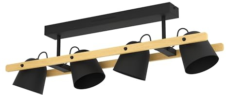 EGLO connect.z Smart Home LED Deckenleuchte Hornwood-Z, FSCM70HB, ZigBee | App und Sprachsteuerung Alexa, warmweiß-kaltweiß, RGB, dimmbare Deckenlampe aus Holz und schwarzem Metall, 78 cm