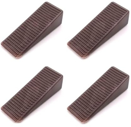 Saraoriginalshop Set 4 Ferma Porte Fermaporte Adesivo Cuneo da Pavimento Fermaporte in Plastica Protezione per Porte Disponibile in 2 Colarazioni (MARRONE)