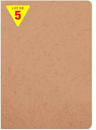 Clairefontaine 73306Cpack - Packung 5 Heft - Notizbuch geheftet, Age Bag, DIN A4 21x29,7 cm, 48 Blatt, liniert mit Rand, 90g, Tabakbraun, 1 Pack
