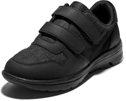 JOMIX Scarpe Uomo Strappo Comode Sneakers Sportive Casual Traspirante da Passeggio Camminata Scarpe Ginnastica da Anziani SU9501 Nero 44