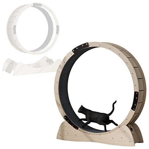 DIIDIIFF Wood Cats Laufband-Laufrad-Trainingsgerät mit Bremse, austauschbarem Griffpolster, Haustierrad für kleine/mittelgroße/große Katzen, Katzen-Sportrad