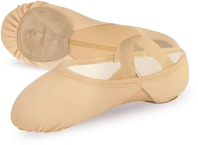 Bezioner baletttofflor för flickor mycket elastiska flickor balettskor delad sula dansskor för småbarn/barn/kvinnor, BEIgE, 37 EU