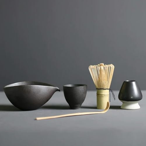 QQLADY Service à thé Matcha de Style Japonais, Fouet, cuillère, Bol Matcha en céramique, Outils Traditionnels de préparation du thé d'intérieur Faits à la Main