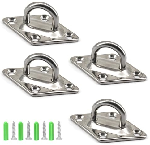 Zerniple (4 Stück) M10 Hänge-Deckenhaken, 304 Edelstahl, Pad-Augenplatte, U-Haken, Wandhaken, Klammerringe, Haken, Hardware