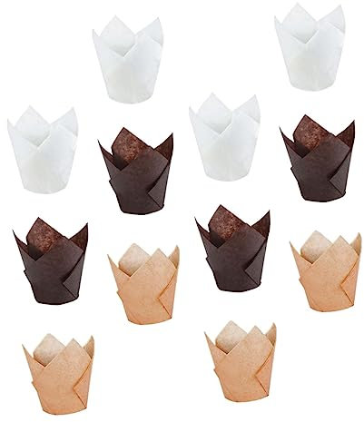 OQHAIR 1 Set 300pcs Tulip Cup Alzata per Torta USA e Getta Mini pirottini Mini Torta Tazza per Muffin USA e Getta Involucri per Cupcake a Prova di Grasso Cottura Accessori per Cottura al