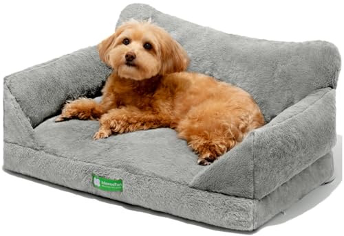MEWOOFUN Divano per Gatti Letto per Gatti per Gatti da Interno, Letto per Gattini Divano per Animali con Copertura Rimovibile Lavabile e Fondo Antiscivolo per Cani Piccoli, 65x45cm Grigio