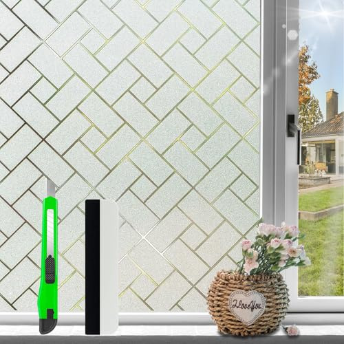 HOMTOL Sichtschutzfolie Fenster Innen, 90x200cm Milchglasfolie Selbstklebend Fenster, Fensterfolie Blickdicht Statische Fensterfolie ohne Kleber, Kälteschutzfolie für Glastüren
