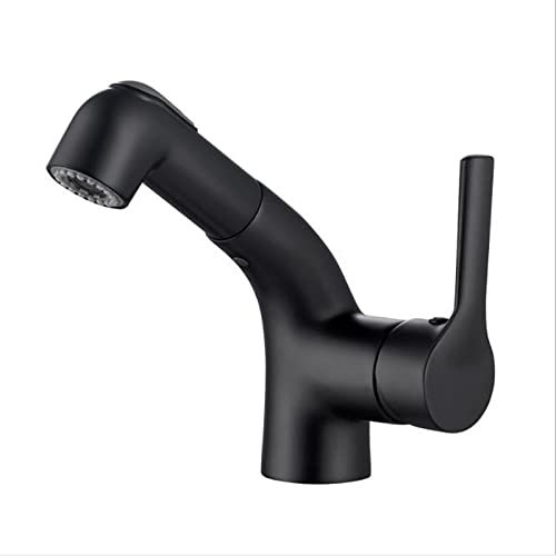 FHPEWXDG Badezimmer-Wasserhahn mit ausziehbarer Brause, Waschbecken-Wasserhahn mit 2 Modi, Mischbatterie, Waschtisch-Wasserhahn, Toiletten-Wasserhahn, Messing