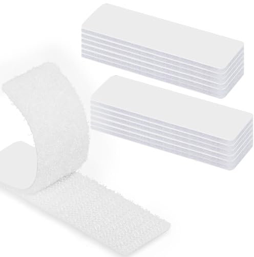 AZWOOD Nastro adesivo in velcro autoadesivo, 3 x 10 cm, strisce di fissaggio su entrambi i lati, 20 pezzi, resistenti, per uso domestico, fai da te e fatto a mano (bianco)