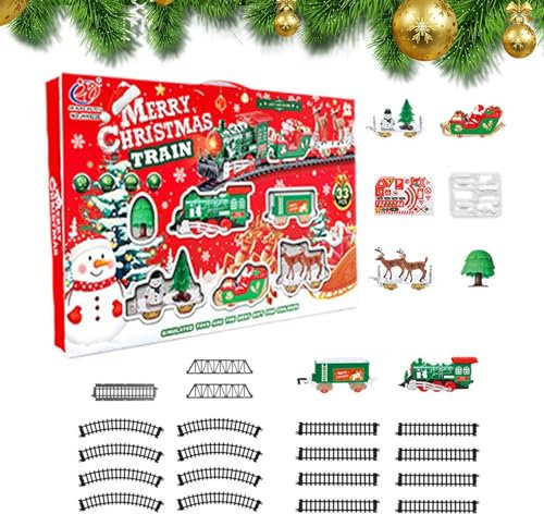 Vía de tren alrededor del árbol de Navidad con luz y sonido,Decoración para árbol de Navidad Vía de tren con luz y sonido,Juegos de trenes navideños clásicos con luz y sonido | Juguete de tren navideñ