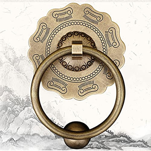 Türklopfer, Messing-Türklopfer, traditioneller Türklopfer, antiker Bronze-Türklopfer, Retro-Türgriff aus Messing in Blumenform for die Haustür(Bronze)