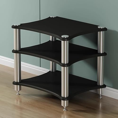 Mueble Equipo Hifi 1 2 3 4 Niveles Gabinete de Audio Soporte Multimedia, Estanterías Abiertas para Audio y Video Estéreo para Impresoras Consolas de Juegos Caja de TV, Sistema de Reproducción(Black,60
