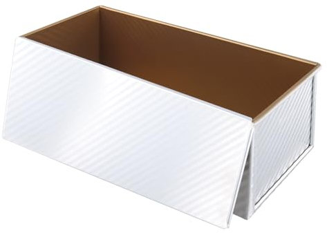 SINJEUN Molde para pan tostado, 1000 g, con tapa, 34 x 13,5 x 12 cm, color plateado para hornear tostadas, pasteles, 2,2 lb
