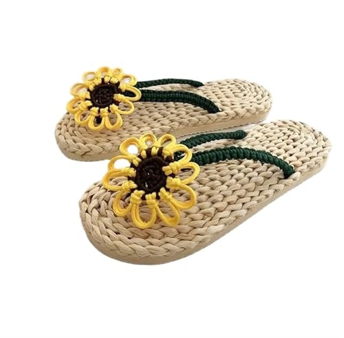 JCXIOC Pantoufles en Paille Pantoufles en Paille décontractées for Femmes, Sandales Faites à la Main, Chaussures de Maison for Femmes, Chaussures de Plage pour Femme(7)