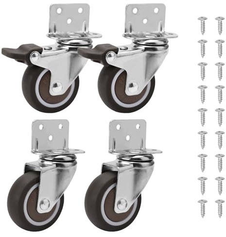 50 mm Möbelrollen mit Dicker L-Montageplatte Schwerlastrollen Können 115 KG Tragen Rollen für Möbel mit 2 Bremse und 2 ohne Ideale Lenkrollen für Krippen Möbel Blumenständer Couchtisch 4 Stück