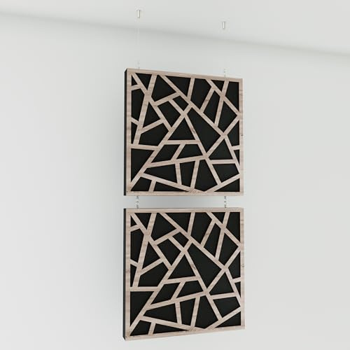 Panneaux acoustiques décoratifs à Suspendre | Séparateurs muraux Suspendus | Cloisons de séparation de pièce suspendues | Panneaux insonorisants modulaires | Couleur : [x2 SKYROSS | Sonoma]