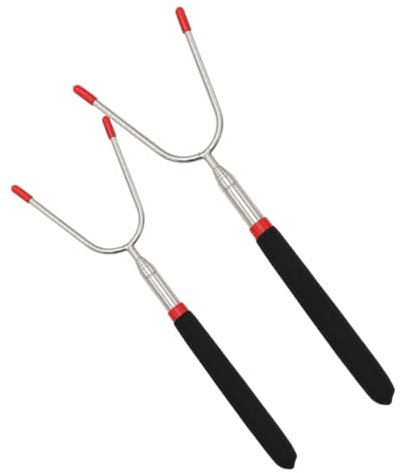 FONDOTIN Forchette Da Barbecue in Acciaio Inossidabile Set Da 2 Pezzi Forchette Telescopiche Per Arrosti Spiedini Di Forniture Per Barbecue