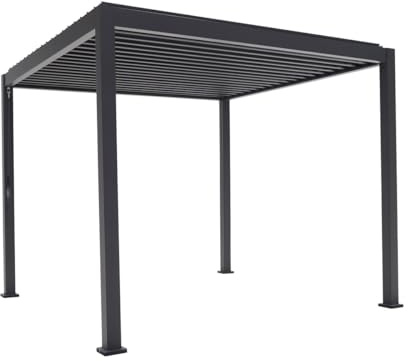 Green Spirit Lamellendach Pergola Mirador Basic 3x3 - Anthrazit, Aluminium, 300x300x240 cm - Lamellen Pavillon, Garten Terrassen Überdachung
