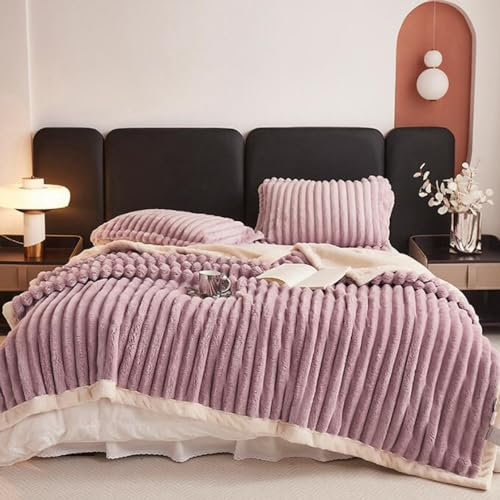 Blaue dicke Decken, Kunstfell-Decken und Überwürfe für Bett und Couch, Doppel-/Doppelbettgröße, Decken, doppellagig, dick, weich, warm, schwer, flauschig, Überwurf, bequeme Decke