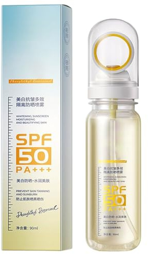 Sonnenschutzspray, Reise-Sonnenblock-Nebel, 20 cm, schnell trocknende Formel, 90 ml leichte Flasche, Breitspektrum-Schutz für Golf, Workout, Urlaub, Camping, Wassersport