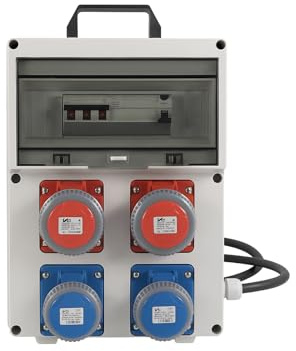 Tableau de chantier IP67, fabriqué en Italie, robuste, sûr et certifié, tableau de chantier avec prises industrielles fiables et protection IP67 - tableau électrique portable avec différentiel