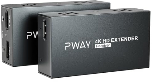 PWAY HDMI Extender 60m 4K@60Hz con Loop Out, Trasmissione Lunga Distanza via Cavo Cat6/7, Supporto EDID/HDCP, Compatibile con PC, TV, Proiettore, PS5, Xbox – Extensore HDMI con Uscita Locale