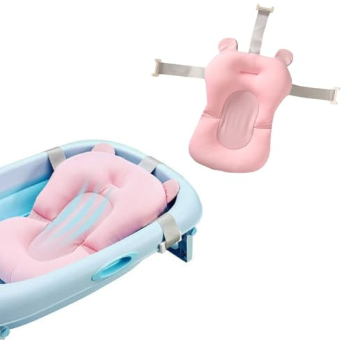 Cojin Bañera Bebe,Asiento Baño para Bebé,Cojín de Baño para Bebé,Colchoneta Bañera Bebe,Reductor Bañera Bebe,Adaptador Bañera Recién Nacido,Almohadilla de Suspensión para Baño (rosa)