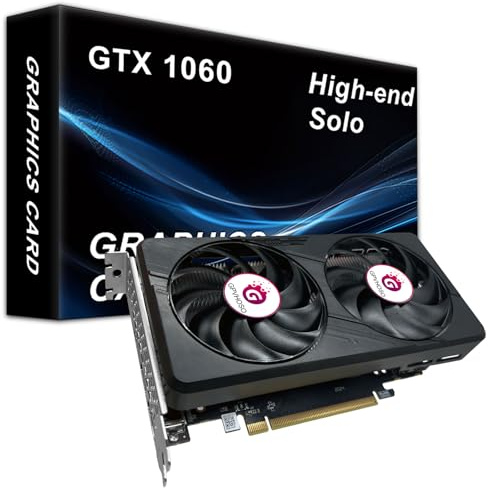 GPVHOSO GTX 1060 6GB Computer Graphics Card.GDDR5 8K 192bit HDR VR Ready, 1060 Video Cards forGaming PC, Tarjeta Gráfica Support Direct X12 PCle3.016, Dual Cooling Fans, HDMI + 2*DP Black