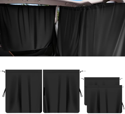 dellyy Cortinas Divisorias de Coche, 140x80 cm Cortina de Privacidad para Coche, Protección Solar, Cortina Separadora Coches Desmontable, Cortinas Solares Coches para Viaje, Siesta, Noche, Camping