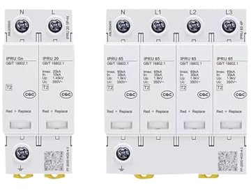 IPRU 40/65 Surge Protective Device (SPD) 2P/4P 20KA-120KA DIN Rail Lightning Protection(2P,65KA)