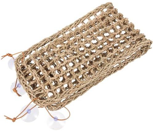 SEWACC Eidechsen Hängematte aus Seegras 75x18cm mit Starken Saugnäpfen Waschbar und Verschleißfest Schlafnetz und Spielbett für Reptilien und Kleine Haustiere