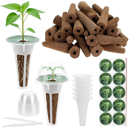 QWORK® 125 Piezas cultivo hidropónico set con 50 esponjas de repuesto, accesorios para jardín hidropónico, para hierbas, verduras y flores