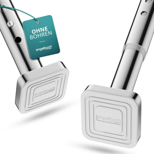 Engelbach® Gardinenstange ohne Bohren (Ø 32 mm) - Teleskopstange, 110-160cm | Individuell anpassbar Klemmstange - Massiver Kabonstahl für stabilen Halt, Vorhangstange, Duschvorhangstange