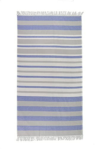 jilda-tex Hamamtuch Pestemal 90 x 170 cm Öko-Tex 100 Badetuch Handtuch Strandtuch Saunatuch (Classic Stripes Blue)