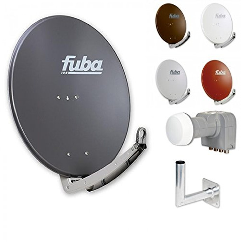 Fuba Digital HDTV Sat-Anlage 4 Teilnehmer | DAA 780 Premium Aluminium Sat-Antenne in Wunschfarbe + DEK 416 Quad LNB + DAZ Winkelwandhalter