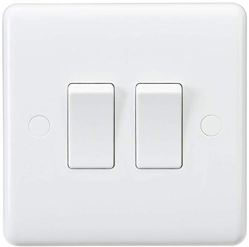 Knightsbridge CU3000 Curved Edge 10 A 2 Gang 2 Way Switch, 230 V, White