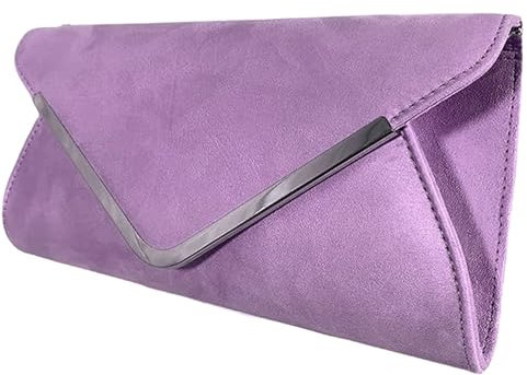 LeahWard Women's Suede Flap Clutch Wedding Bag Evening Handbags 320 (Lilac)
