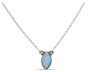 mantraroma Kette 925 Silber Edelstein Collier Silber Damen Sterling Silber Halskette Geschenk (MCO-011)