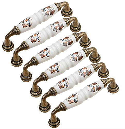 Creatwls 6 stycken skåphandtag kökshandtag båghandtag möbler hårdvara möbelknopp kök badrum skåp möbelhandtag porslin handtag knopp