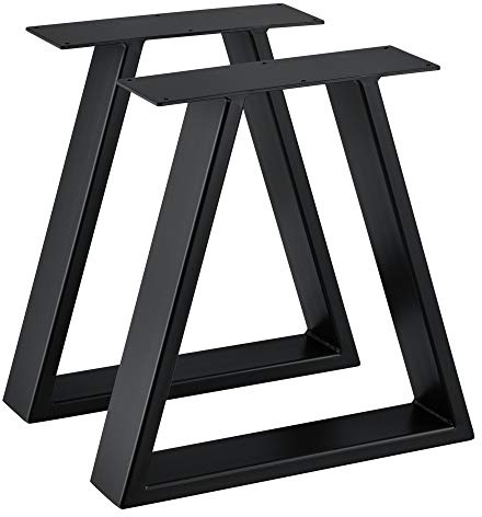 [en.casa] Set de 2 Pieds de Table Design avec Embouts de Protection Lot de 2 Pieds de Meuble DIY Métal Revêtu par Poudre Noir 40 x 10 x 40 cm