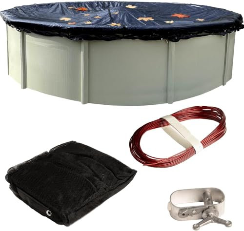 Winter Block Pool Leaf Net Cover for Above Ground Pools – 12 ft Round, Durable, Woven Polyethylene Material with Reinforced Edge – Lightweight, Easy to Put On, Take Off, and Store