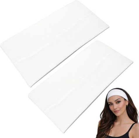 WESTEND CHOICE Kylie Lot de 2 bandeaux extra larges de 11 cm unis et extensibles pour homme et femme - Bandeau doux pour yoga (blanc)